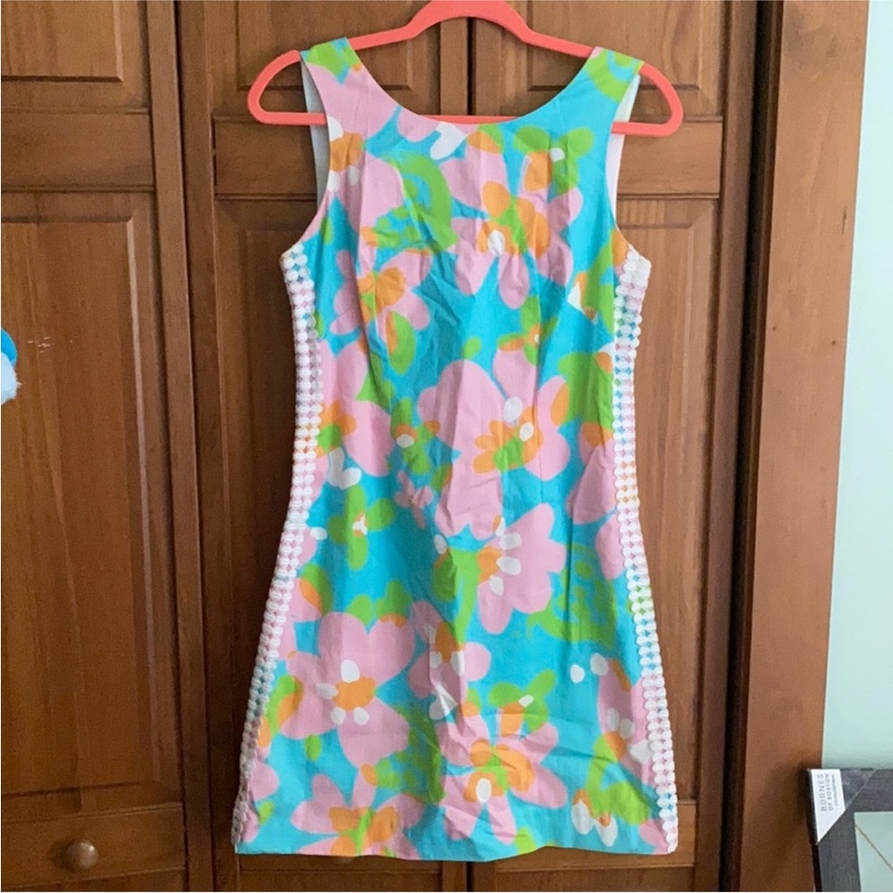 RARE! LIKE NEW Lilly Pulitzer Delia Shorely Blue Mojo Shift Dress Floral Mini, 6 - Picture 8 of 13
